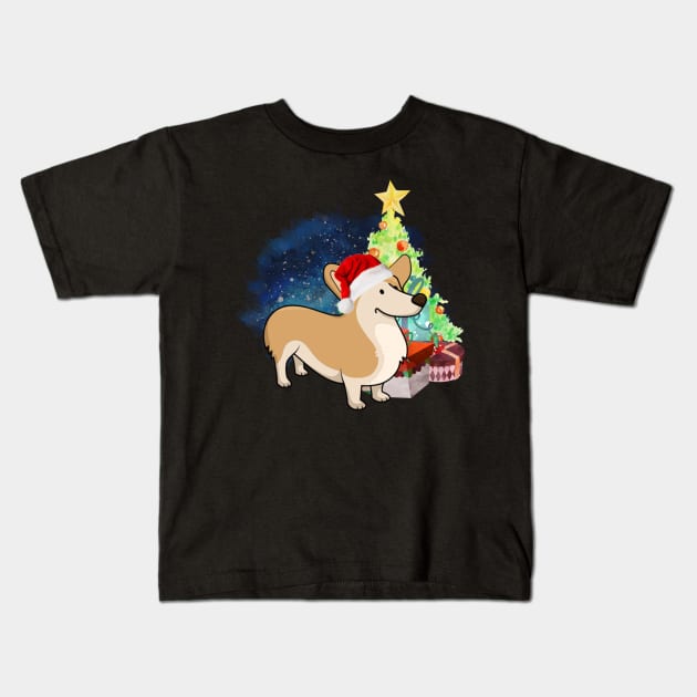 A Corgi Christmas Kids T-Shirt by tribbledesign